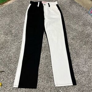 Revice Jeans Women 26 Half Black Half White Straight High Waist USA